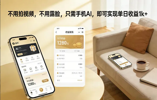 不用拍视频,不用露脸,只需手机AI,即可实现单日收益1k+【揭秘】