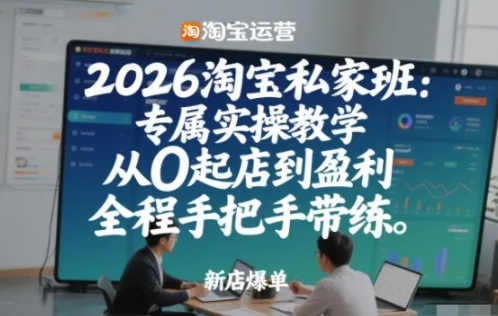 2026淘宝私家班:专属实操教学,从0起店到盈利,全程手把手带练