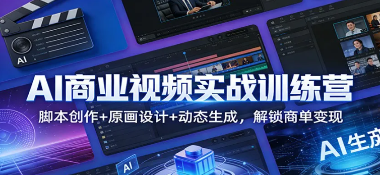 AI商业视频实战训练营:脚本创作+原画设计+动态生成,解锁商单变现