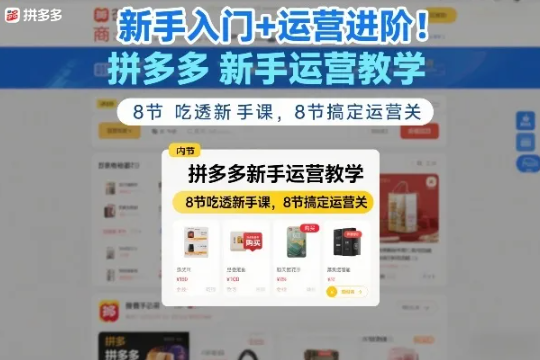 新手入门+运营进阶!拼多多新手运营教学,8节吃透新手课,8节搞定运营关