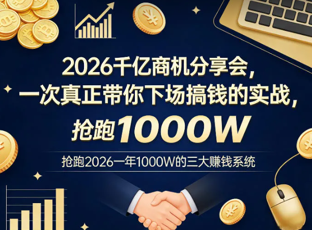 2026千亿商机分享会,一次真正带你下场搞钱的实战,抢跑2026一年1000W的三大賺钱系统
