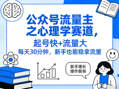 公众号流量主之心理学赛道,起号快+流量大,每天30分钟,新手也能稳拿流量!