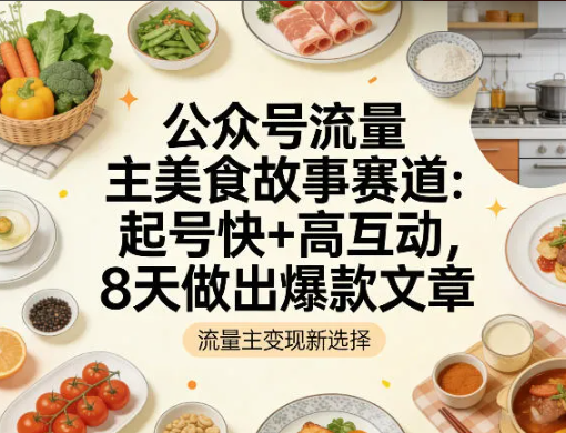 公众号流量主之美食故事赛道,起号快+高互动,8天就能做出爆款文章