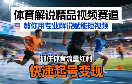 体育解说精品视频赛道,教你用专业解说赋能短视频,抓住体育流量红利,快速起号变现