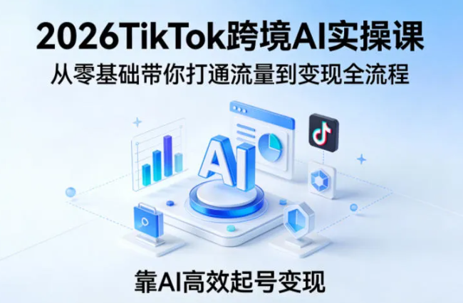 2026TikTok跨境AI实操课,从零基础带你打通流量到变现全流程,靠AI高效起号变现